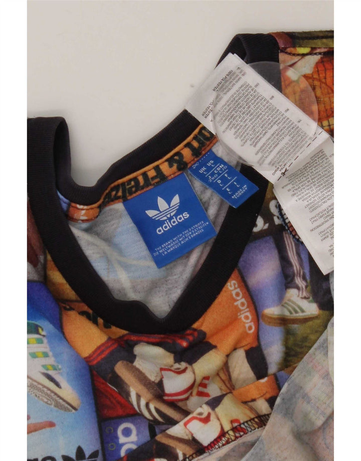 Męska koszulka z grafiką Adidas, duża, wielobarwna, patchworkowa, poliestrowa