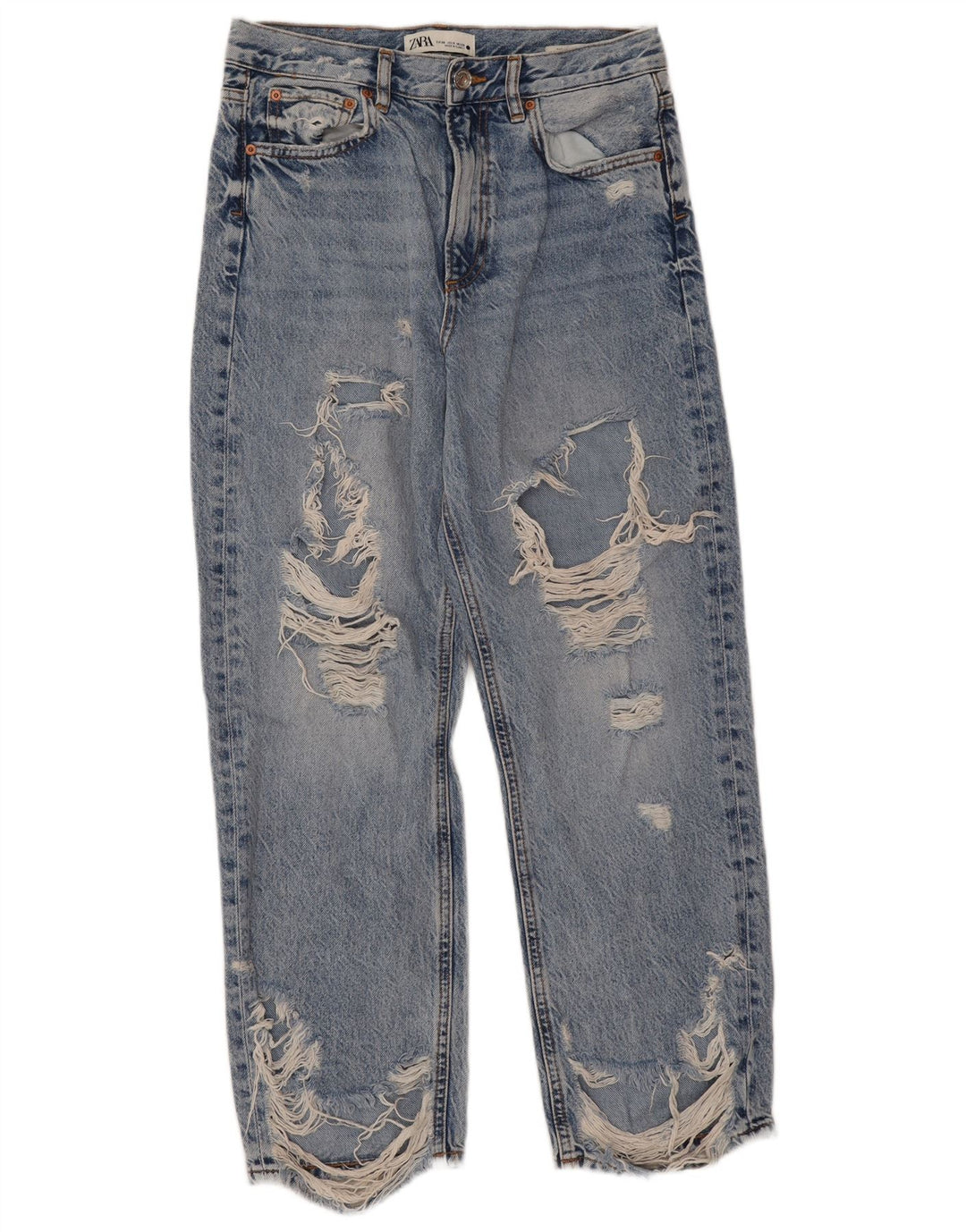Damskie jeansy Zara w trudnej sytuacji, EU 38, małe, W28 L27, niebieskie