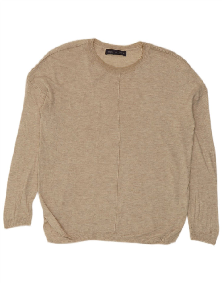Sweter damski Marks & Spencer z okrągłym dekoltem, UK 10, mały, beżowy, wiskoza