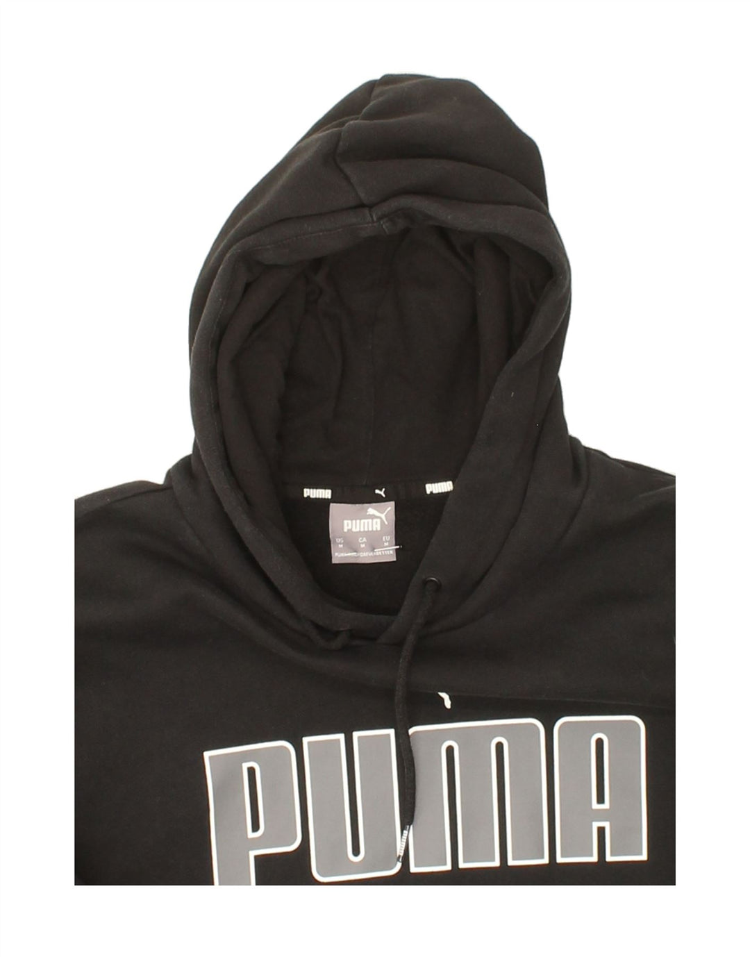 PUMA Mens Graphic Hoodie Jumper Medium Black Vintage Puma and Second-Hand Puma from Messina Hembry 