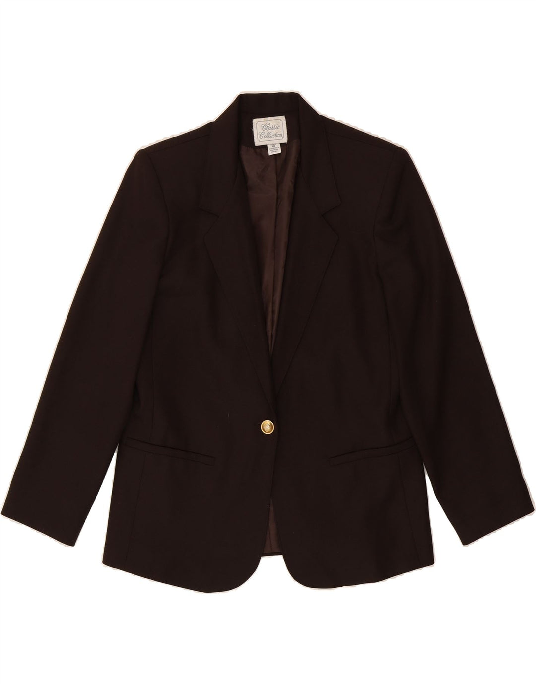 CLASSIC Womens 1 Button Blazer Jacket UK 10 Small Brown Polyester Vintage CLASSIC and Second-Hand CLASSIC from Messina Hembry 