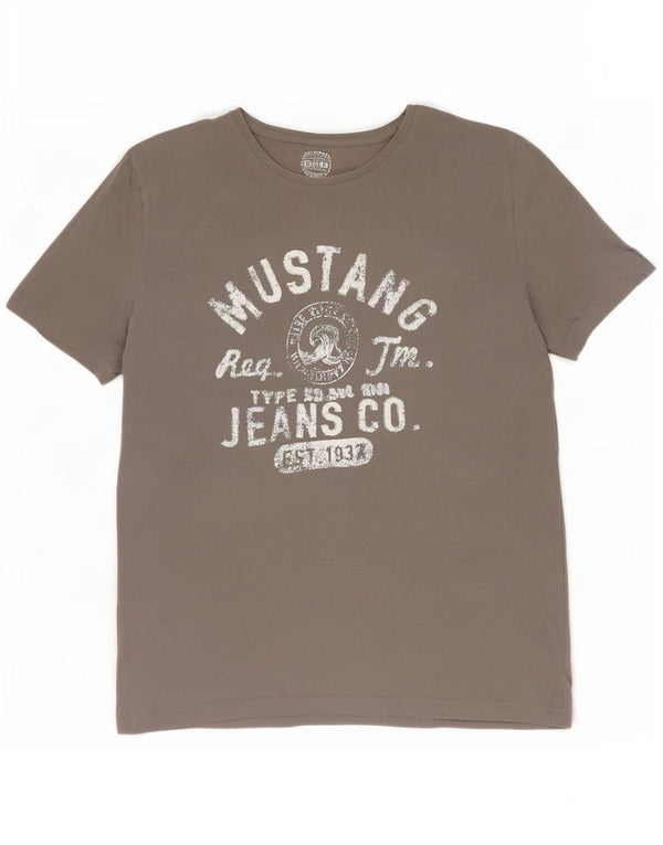 Męska koszulka z grafiką Mustang Top XL, szara bawełna