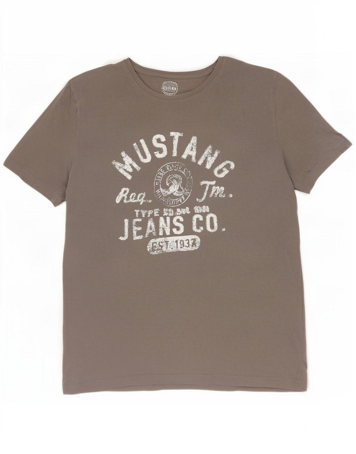 Męska koszulka z grafiką Mustang Top XL, szara bawełna