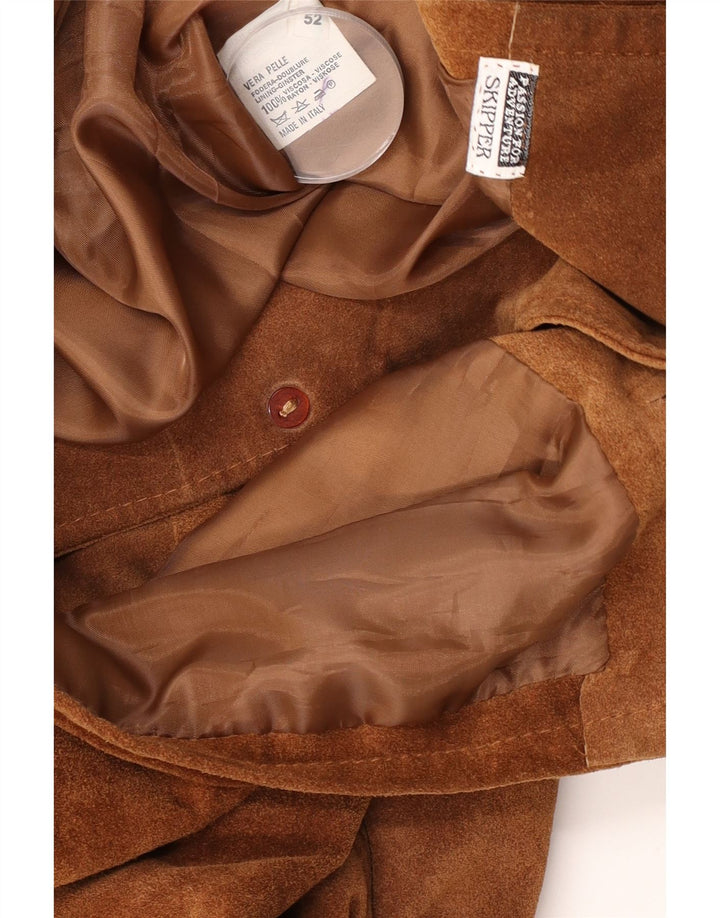 Vintage męska zamszowa kurtka IT 52 XL brązowa skóra