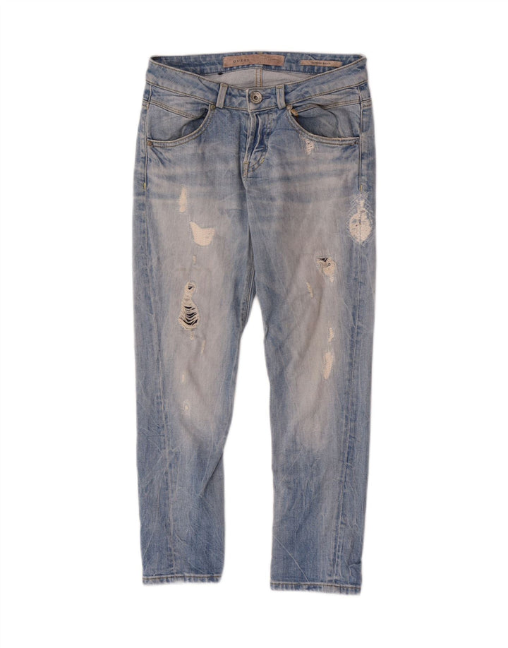 Guess Jeansy damskie w trudnej sytuacji W26 L24 Niebieskie bawełniane