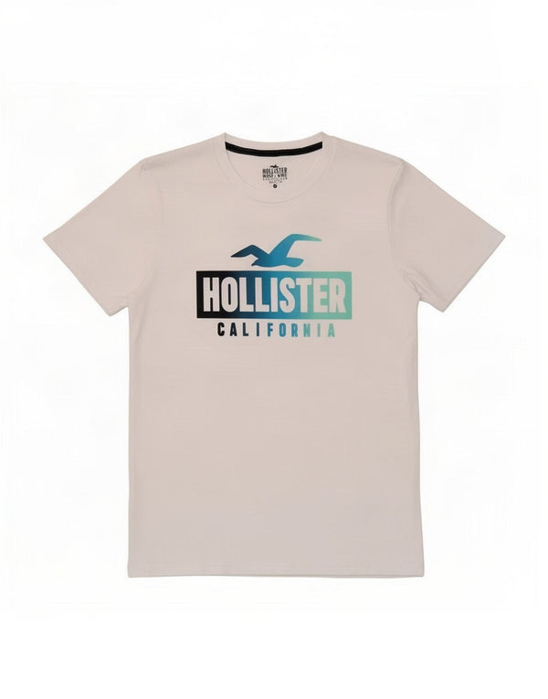 Męska koszulka z grafiką Hollister Top, średnia, biała, bawełniana