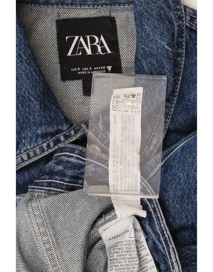 Damska kurtka dżinsowa Zara Crop UK 10 Small, niebieska bawełniana