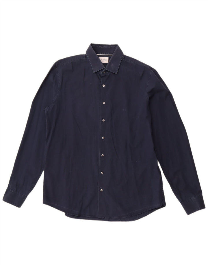 Koszula męska CALVIN KLEIN o dopasowanym kroju, rozmiar 16 1/2, duża, granatowa, bawełniana