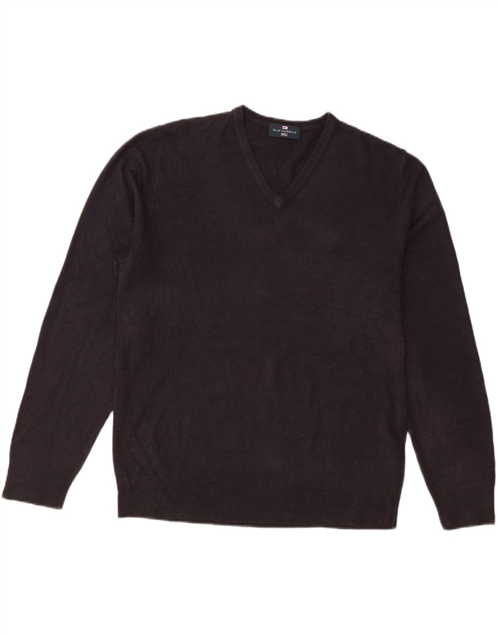Męski sweter Marks & Spencer Blue Harbor z dekoltem w kształcie litery V, duży, granatowy