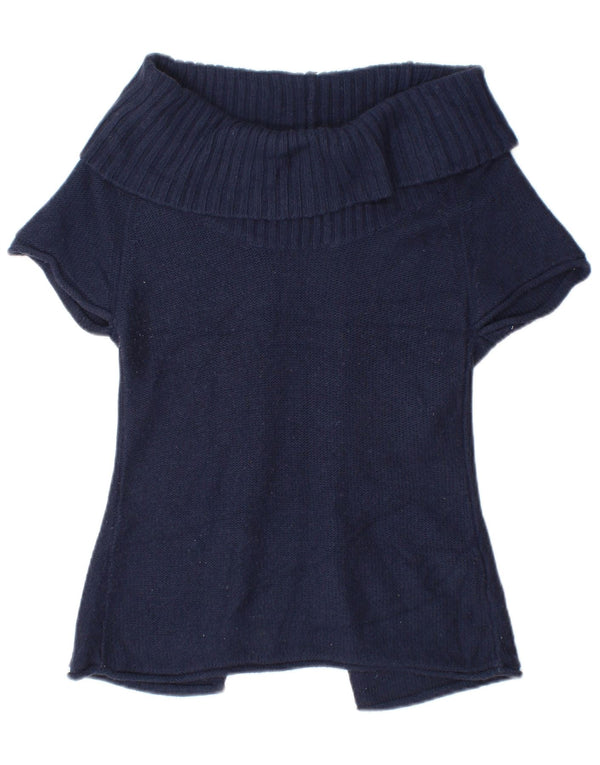 Damski sweter rozpinany z krótkim rękawem Topshop UK 6 XS Granatowy akryl