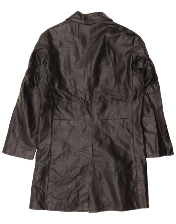 Catbalou Męski płaszcz skórzany UK 40, duża czarna skóra