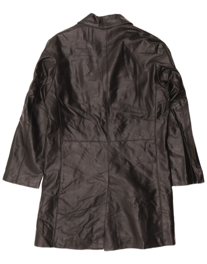 Catbalou Męski płaszcz skórzany UK 40, duża czarna skóra