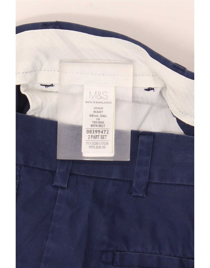 Męskie spodenki Chino Marks & Spencer W34, duże, niebieskie, bawełniane