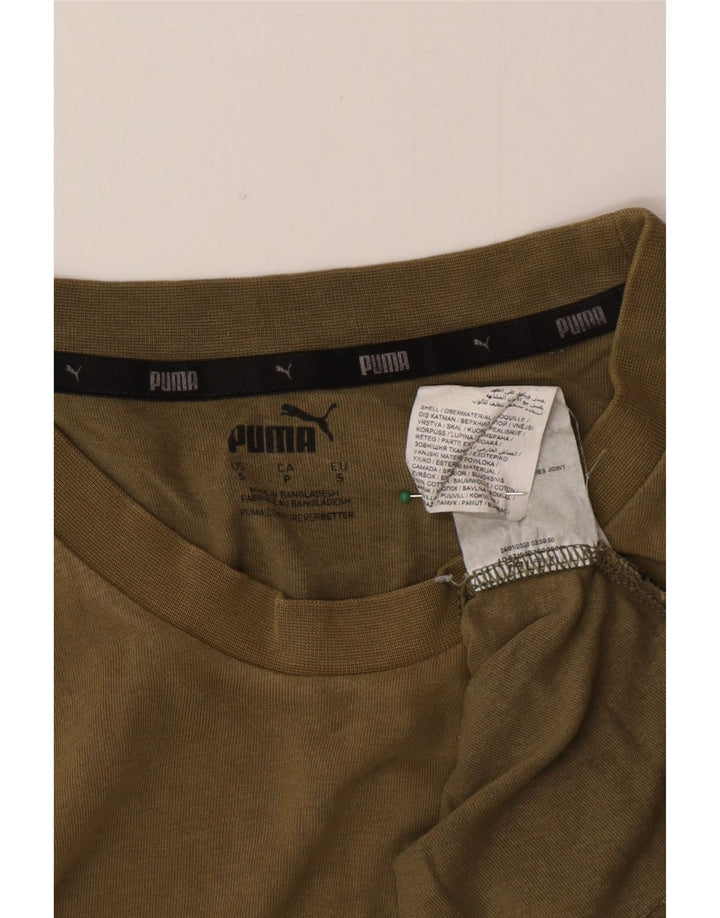 Męski T-shirt Puma z grafiką, mały, bawełniany khaki