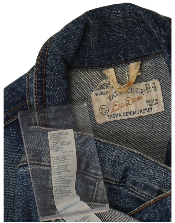 FAT FACE Womens Denim Jacket UK 16 Large Blue Cotton