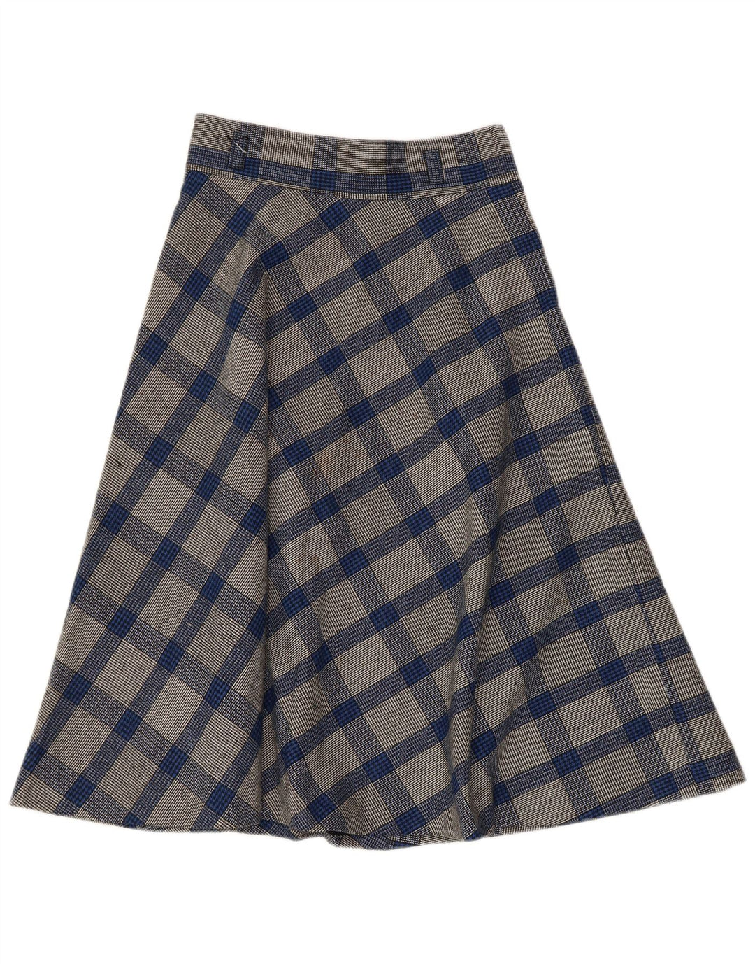 VINTAGE Damska spódnica w kształcie litery A W26 Mała niebieska pepitka