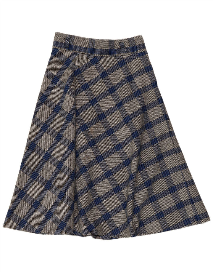 VINTAGE Damska spódnica w kształcie litery A W26 Mała niebieska pepitka