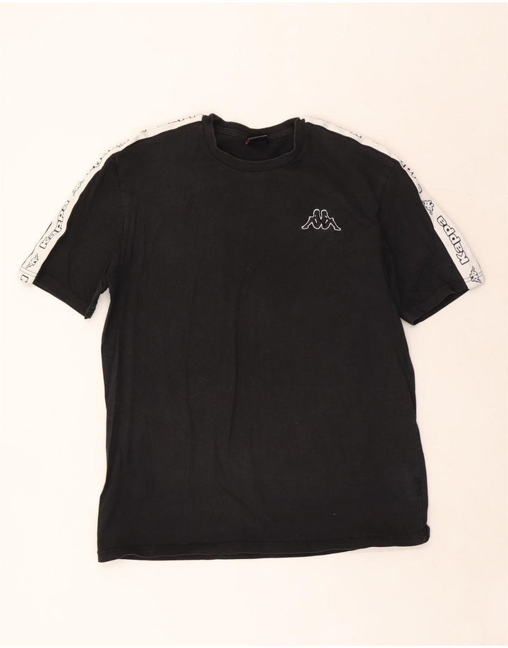 Męski T-shirt z grafiką Kappa, duży, czarny, bawełniany