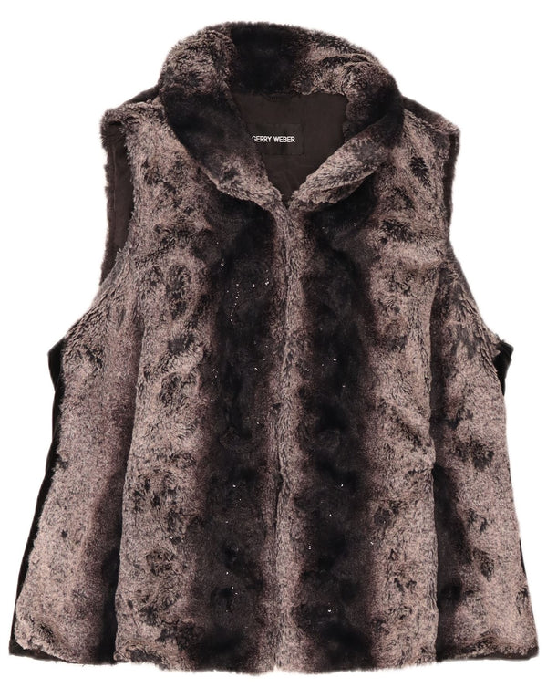 Damska kamizelka ze sztucznego futra Gerry Weber UK 16 w duże szare paski