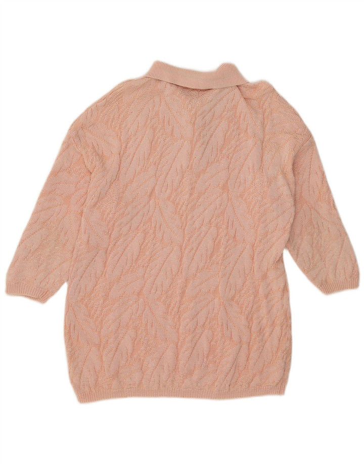 Damski sweter polo Benetton z abstrakcyjnym wzorem IT 48 XL, różowy