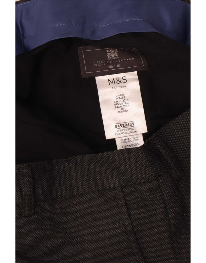 Marks & Spencer Męskie spodnie garniturowe slim fit W32 L29 Szary poliester
