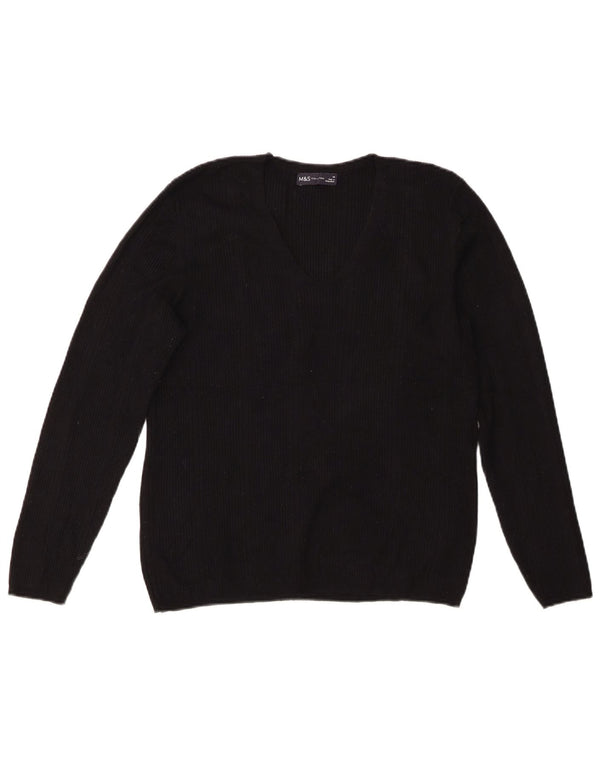 Sweter damski Marks & Spencer z dekoltem w kształcie litery V, UK 14, średni czarny wiskoza