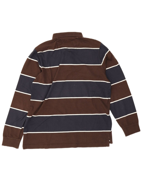 Męska koszulka polo do rugby Massimo Dutti z długim rękawem, w duże granatowe paski