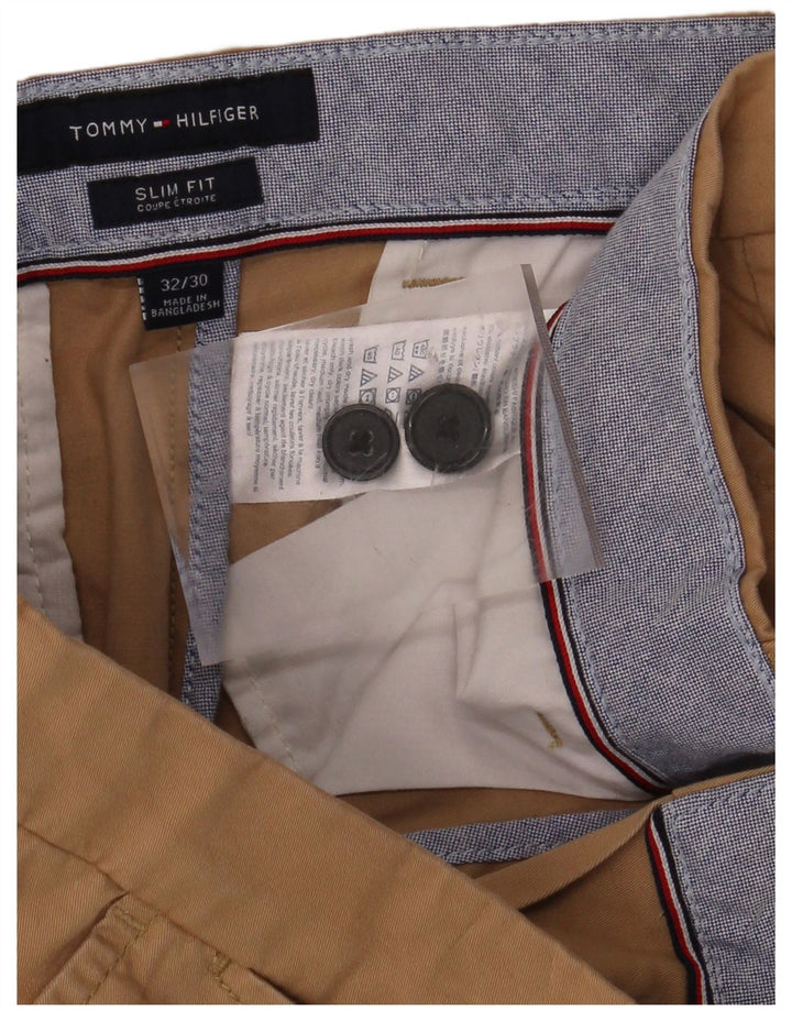 Męskie spodnie chino slim fit TOMMY HILFIGER W32 L30 beżowa bawełna