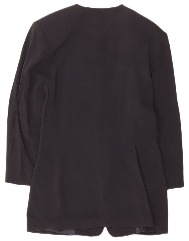 Vintage damska marynarka o przedłużonym fasonie, zapinana na 5 guzików, IT 46, duża, granatowa