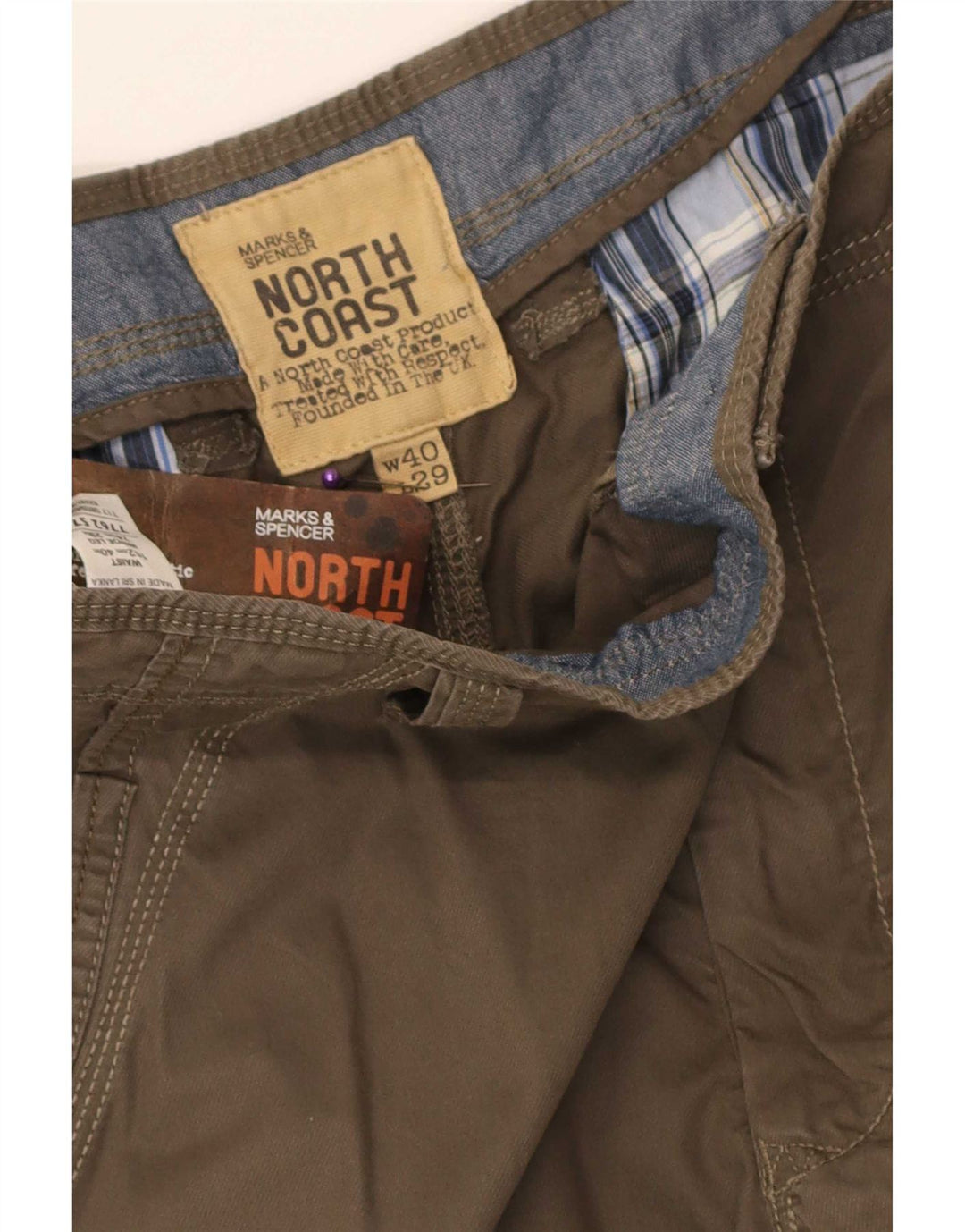 Marks & Spencer Męskie proste spodnie cargo W40 L29 Brązowe bawełniane