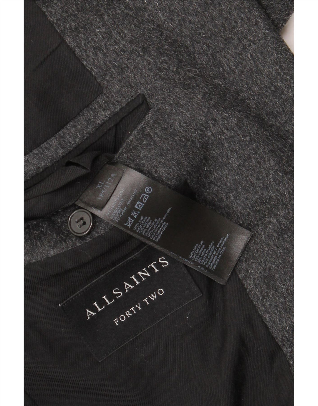Płaszcz męski All Saints UK 42 XL, szara wełna