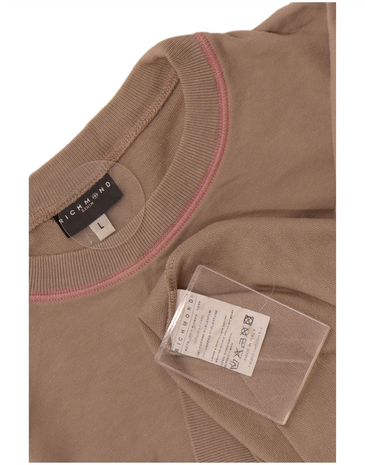 Męski sweter z grafiką Richmond, duży, brązowy, bawełniany