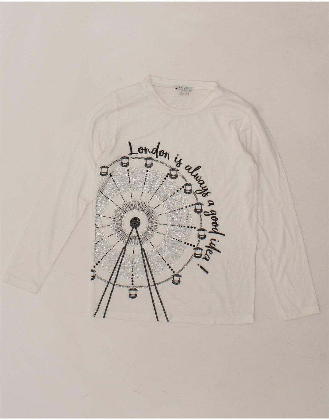 LIU JO Girls Graphic Top Long Sleeve 11-12 Years White Vintage Liu Jo and Second-Hand Liu Jo from Messina Hembry 