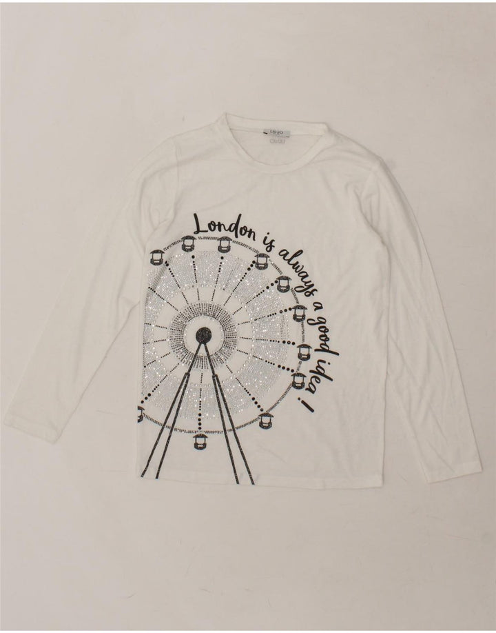 LIU JO Girls Graphic Top Long Sleeve 11-12 Years White Vintage Liu Jo and Second-Hand Liu Jo from Messina Hembry 