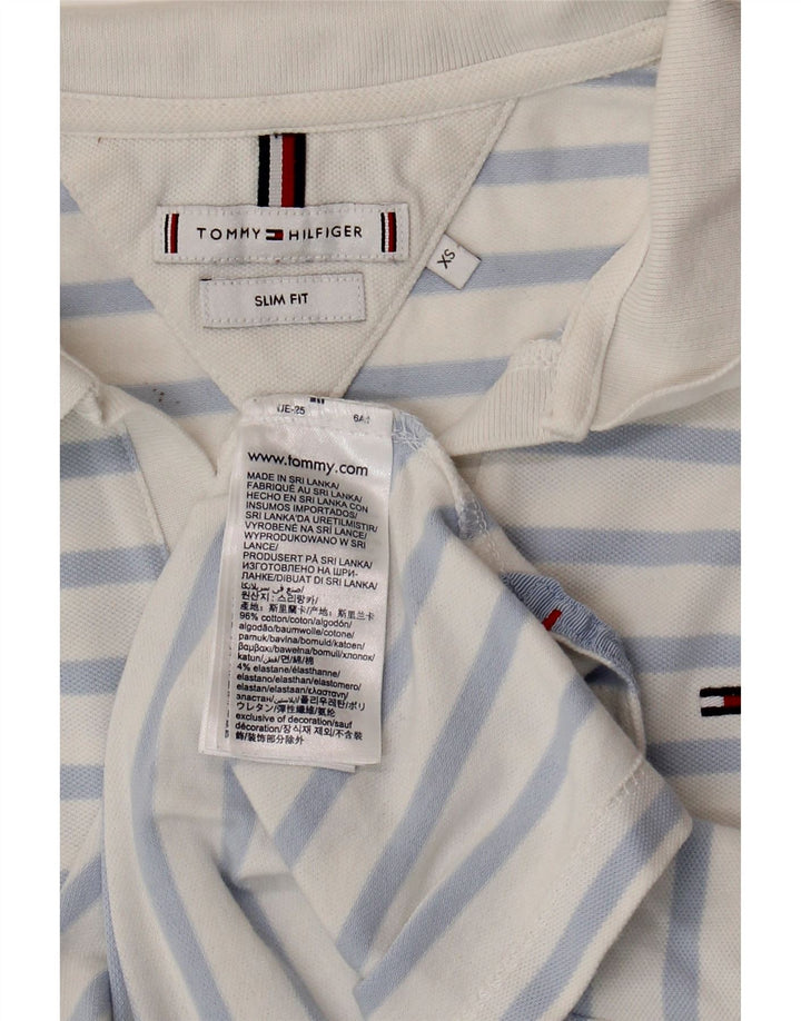 Damska koszulka polo TOMMY HILFIGER slim fit UK 6 XS, bawełniana w niebieskie paski