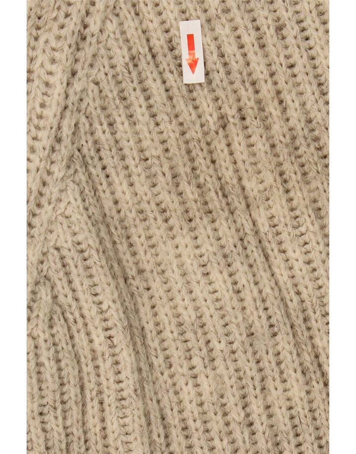 Vintage męski sweter z golfem, duży, beżowy, wełniany blok kolorów