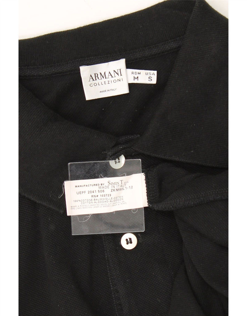 ARMANI Mens Polo Shirt Medium Black Cotton Vintage Armani and Second-Hand Armani from Messina Hembry 