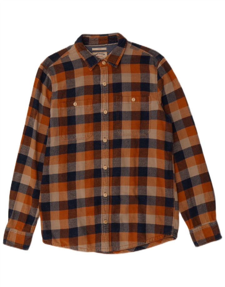 FAT FACE Wysoka koszula flanelowa męska w średnią wielobarwną kratkę, bawełniana