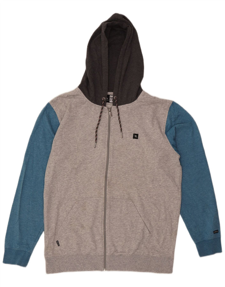 Męski sweter z kapturem i zamkiem błyskawicznym Rip Curl, duży, szary, z blokami kolorów