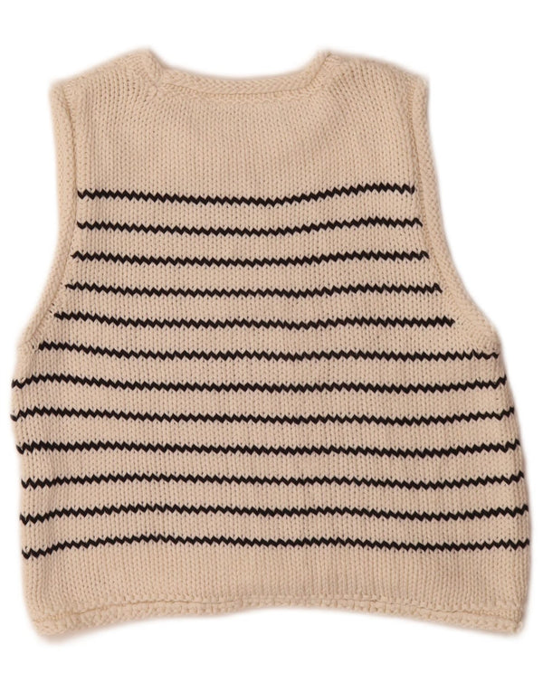 Damski podkoszulek Zara Crop Vest UK 10 w małe białe paski, bawełniany