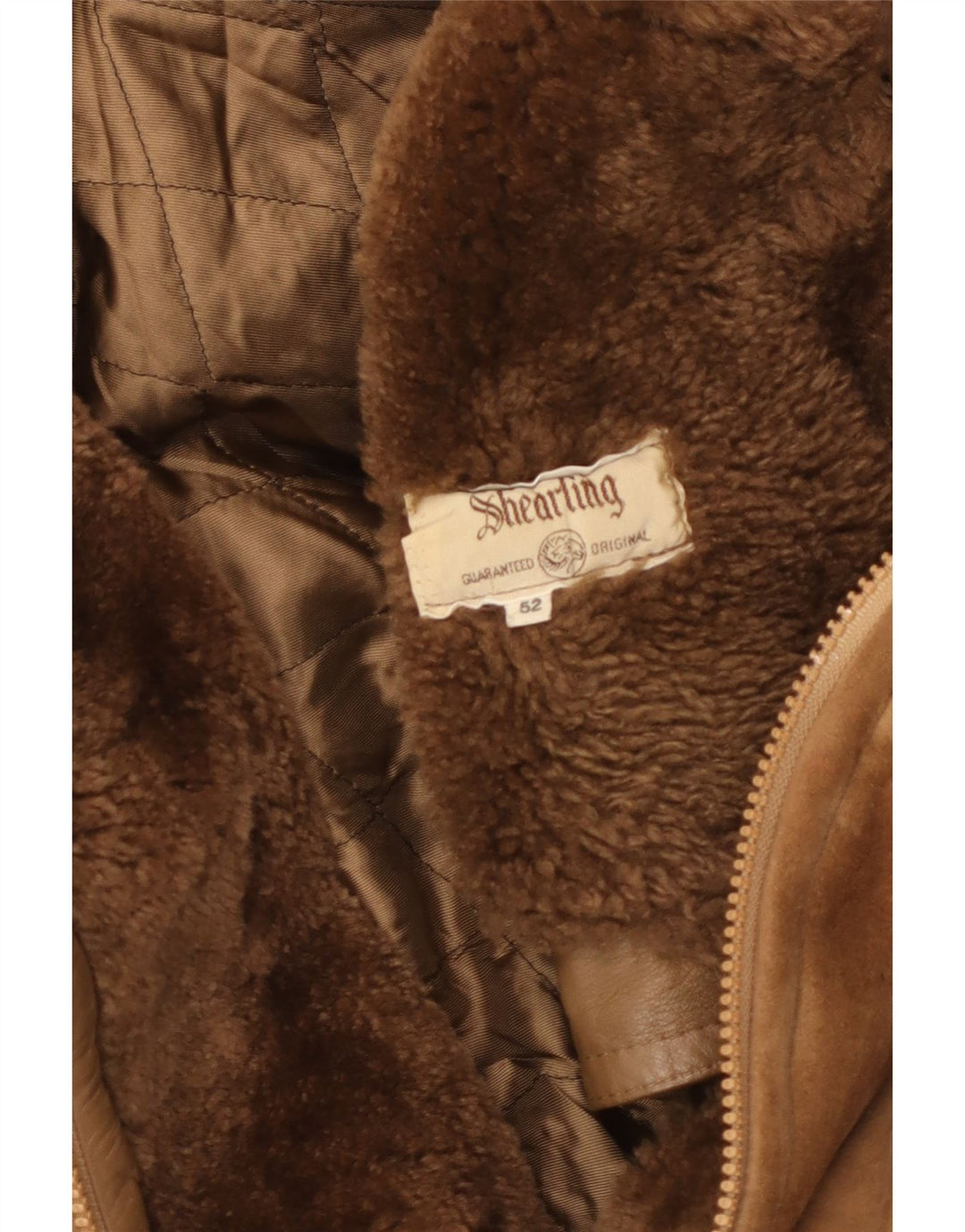 Vintage męska kurtka shearling IT 52 XL brązowa skóra