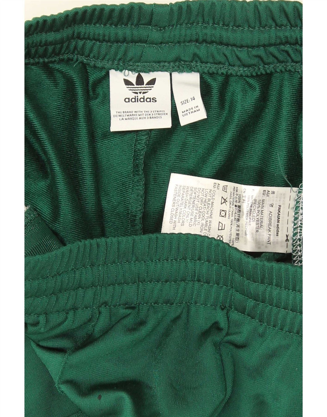 Damskie spodnie dresowe Adidas UK 14, poliester w kolorze średniej zieleni