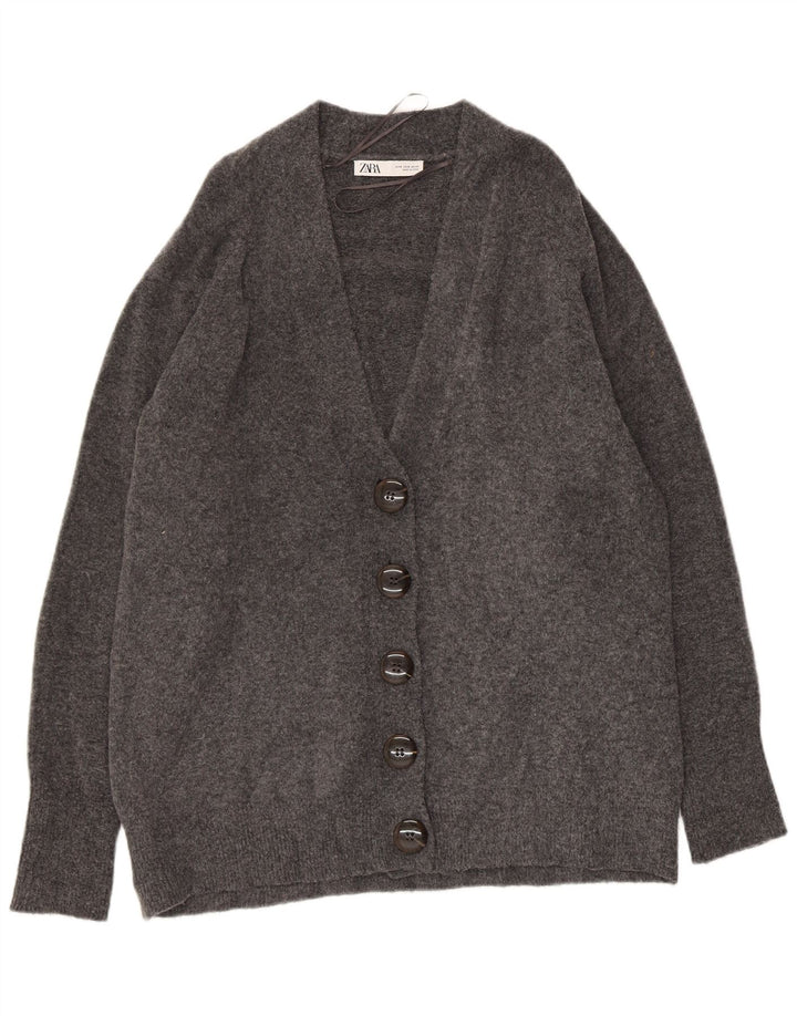 Damski sweter oversize Zara UK 10, mały, szary nylon