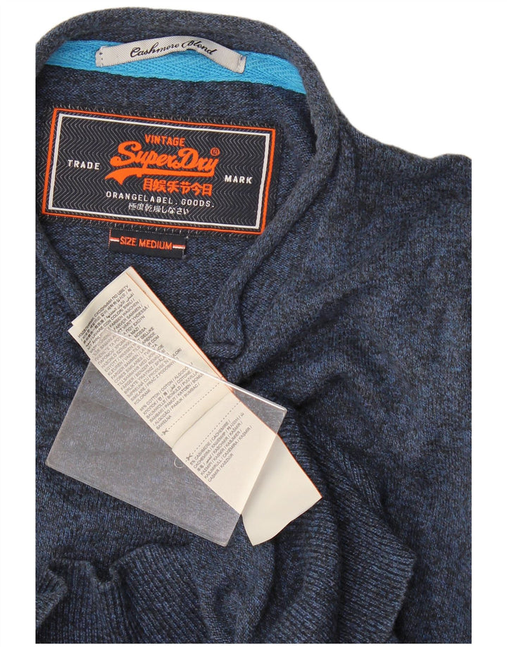 Męski sweter Superdry z okrągłym dekoltem, średni granatowy, bawełniany w cętki