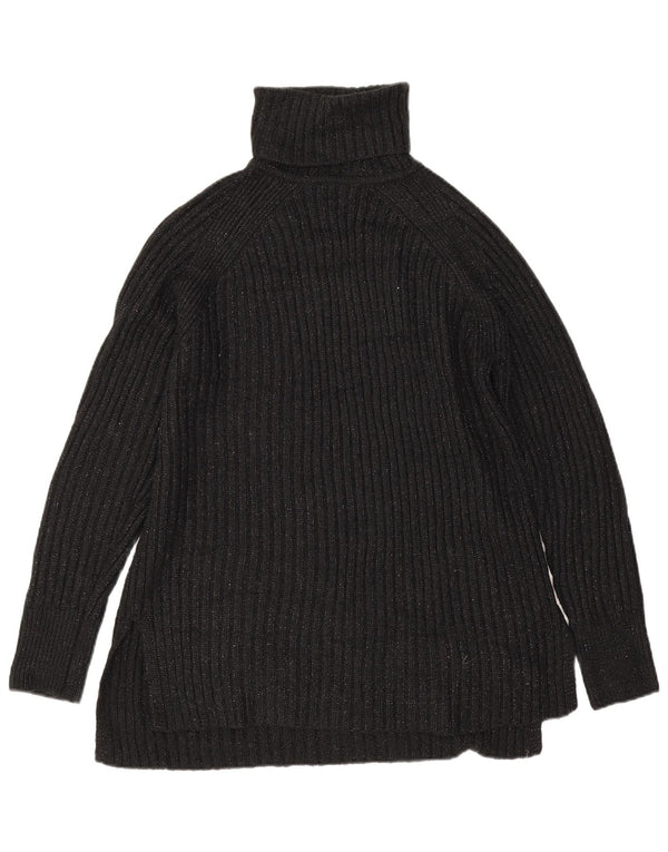 Marks & Spencer Damski sweter z golfem UK 14, średni, czarny, nakrapiany