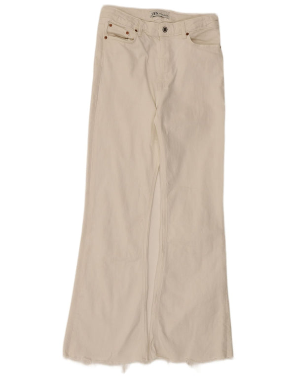 Damskie jeansy rozkloszowane z wysokim stanem Zara EU 38 Small W28 L31 Białe