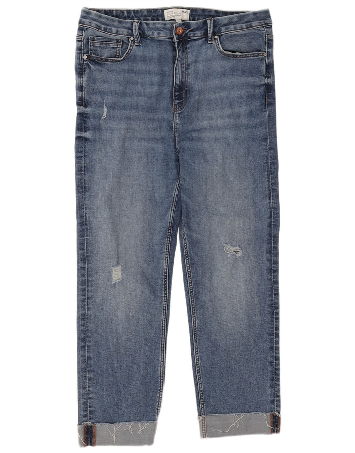 Marks & Spencer Damskie Harper Straight Jeans UK 16 Duże W32 L25 Niebieskie