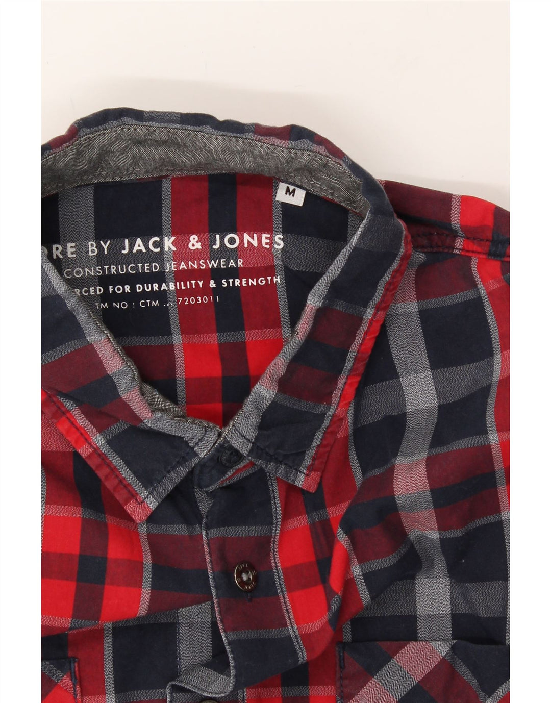 JACK & JONES Mens Flannel Shirt Medium Red Check Cotton Vintage Jack & Jones and Second-Hand Jack & Jones from Messina Hembry 