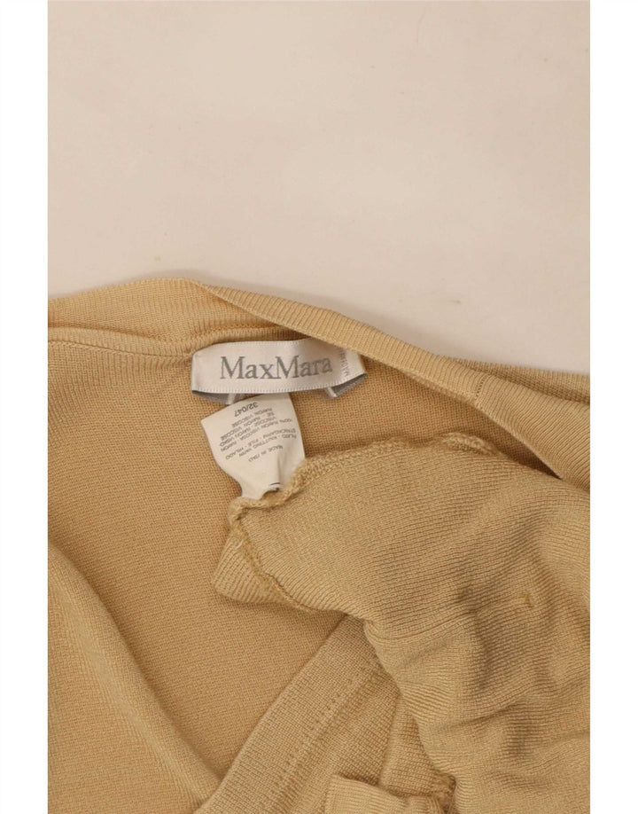 Damski sweter rozpinany Max Mara z krótkim rękawem i otwartym kardiganem UK 14 średni beż