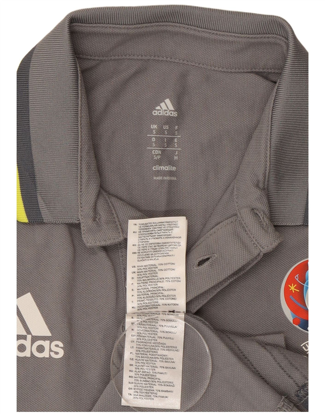Męska koszulka polo Adidas Climalite Graphic, mała, szara, bawełniana